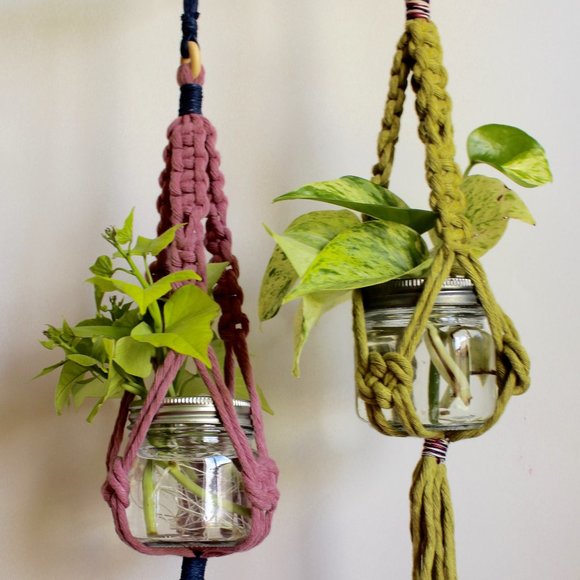 Mini Plant Hangers, Set of 2, Recycled Cotton - Picture 3 of 10